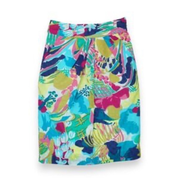 J. Crew Tie Waist Skirt In Seaside Vibrant Watercolor Floral Size 2 - Picture 2 of 9